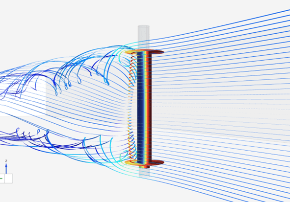CFD simulation of airflow around an eSAIL® showing streamlines and aerodynamic flow behaviour